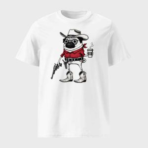 Funny Pug Cowboy Coffee T shirt 1
