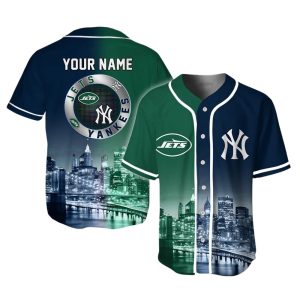 Jets x Yankees Skyline Customized Baseball Jersey