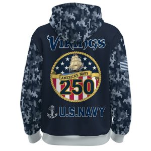 Vikings US Navy 250th Birthday Celebration Hoodie 20252
