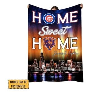 Cubs x Bears Home Sweet Home Chicago Skyline Fleece Blanket