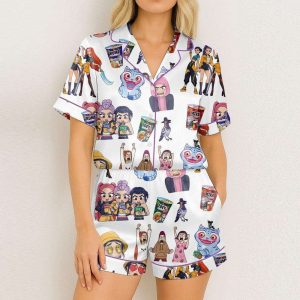 Huntrix Chibi Art Satin Pajamas Set1
