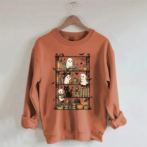 Retro Halloween Bookshelf Sweatshirt2