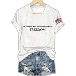 Charlie Kirk Retro His Bloodied Shirt Said Only One Word Freedom Shirt3