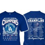 2025 Dodgers B2B2B2B NL West Division Champs Two-Sided Shirt