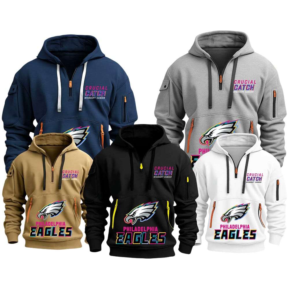2025 Eagles Crucial Catch Quarter Zip Hoodie 2025 Eagles Crucial Catch Quarter Zip Hoodie