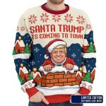 2025 Santa Trump Is Coming To Town Christmas Ugly Sweater