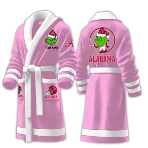 Grnch I Hate People But I Love My Alabama Fleece Bathrobe