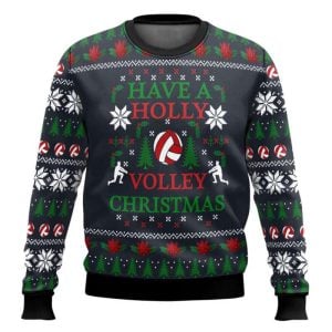 Holly Volley Volleyball Ugly Christmas Sweater