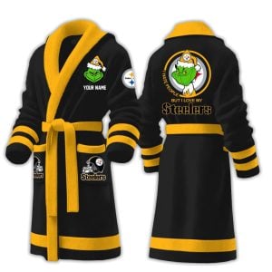 Grnch I Hate People But I Love My Steelers Fleece Bathrobe 3 Grnch I Hate People But I Love My Steelers Fleece Bathrobe