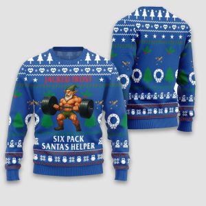 Time Flex Gym Jacked Frost Six Pack Santas Helper Ugly Christmas Sweater2