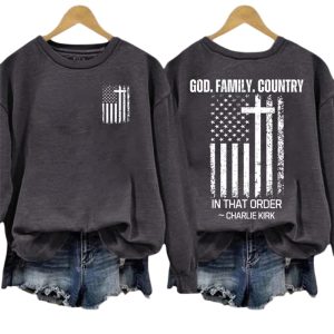 Charlie Kirk God Family Country In That Order Red Sweatshirt3