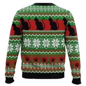 Meowy Black Cat Christmas Tree Funny Naughty Ugly Sweater1