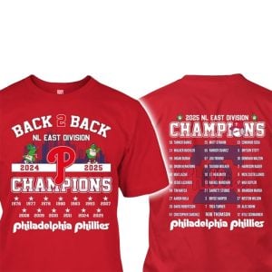 2025 Phillies Back To Back NL East Division Champions Shirt