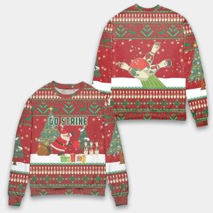 Santa Go Strike Funny Bowling Christmas Ugly Sweater