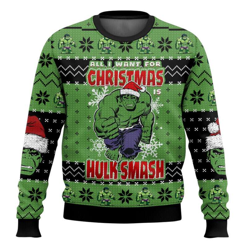 All I Want For Christmas Hulk Smash Ugly Christmas Sweater All I Want For Christmas Hulk Smash Ugly Christmas Sweater