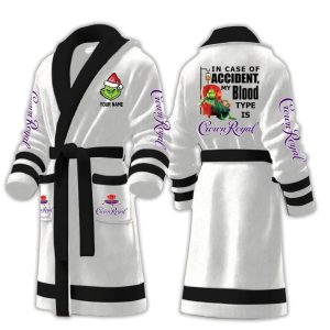 Grnch In Case Of Accident My Blood Type Is Crown Royal Fleece Bathrobe3