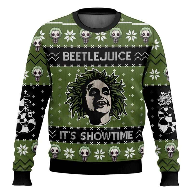 Beetlejuice Its Showtime Ugly Christmas Sweater Beetlejuice It's Showtime Ugly Christmas Sweater