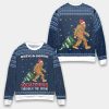 Believe In Bigfoot Squatching Through The Snow Christmas Ugly Sweater