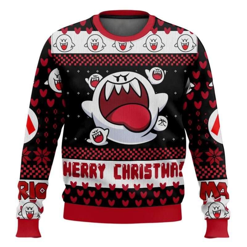 Boo Mario Bros Ugly Christmas Sweater Boo Mario Bros Ugly Christmas Sweater