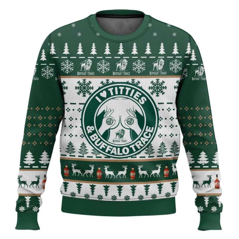Buffalo Trace Titties Funny Ugly Christmas Sweater Buffalo Trace Titties Funny Ugly Christmas Sweater