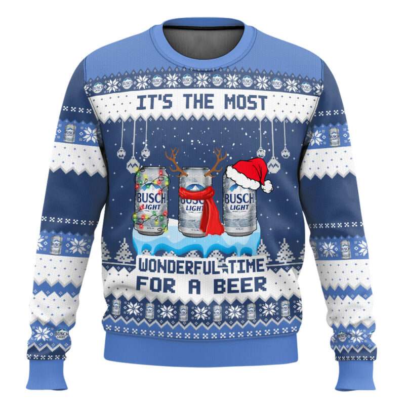 Busch Light Its The Most Wonderful Time For A Beer Ugly Christmas Sweater Busch Light It's The Most Wonderful Time For A Beer Ugly Christmas Sweater