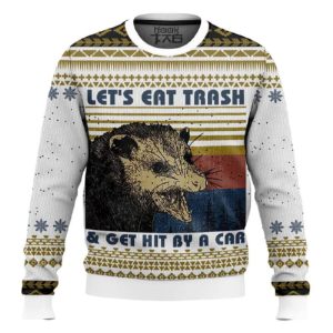 Let's Eat Trash Get Hit By A Car Opossum Ugly Christmas Sweater