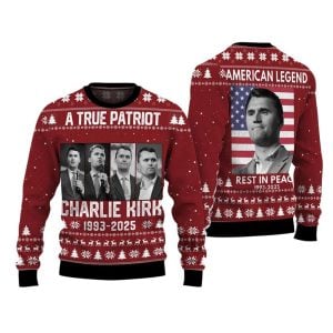 A True Patriot Charlie Kirk Christmas Ugly Sweater