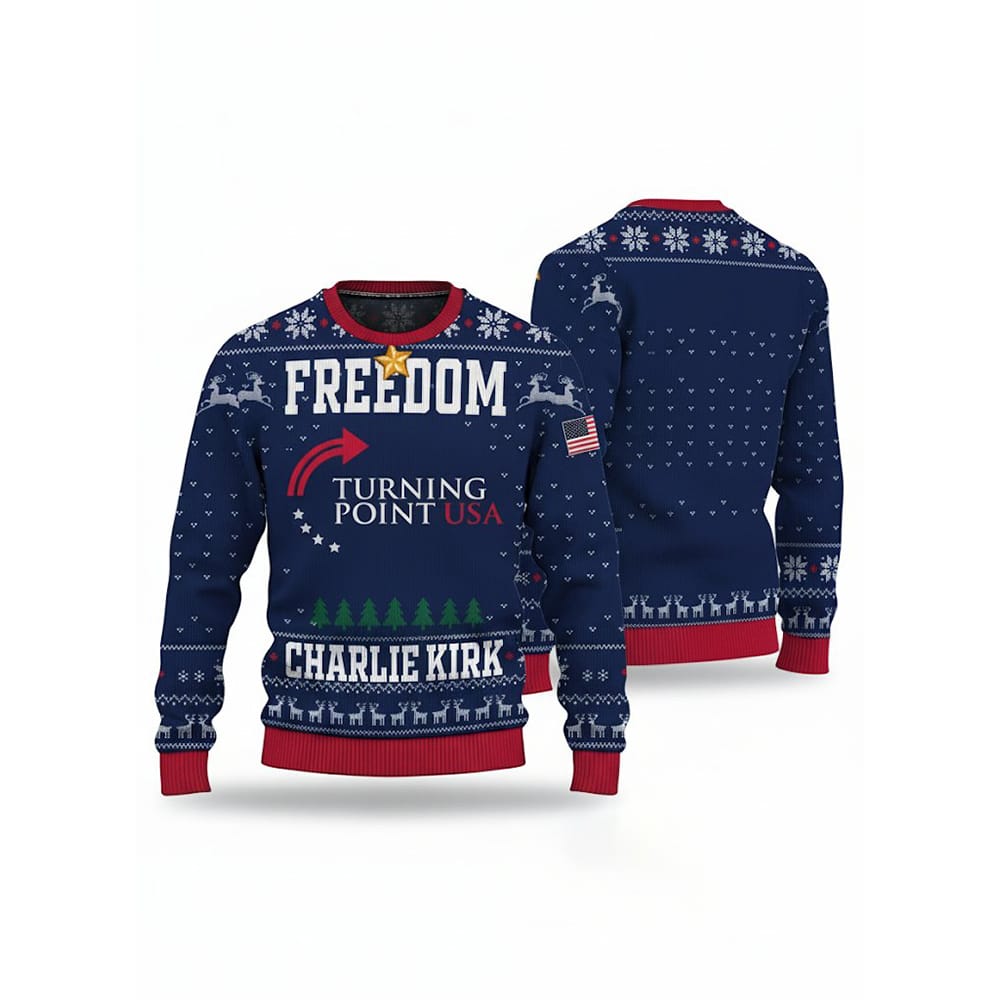 Charlie Kirk Freedom Turning Point USA Ugly Christmas Sweater Charlie Kirk Freedom Turning Point USA Ugly Christmas Sweater