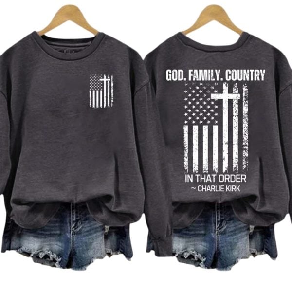 Charlie Kirk God Family Country In That Order Red Sweatshirt