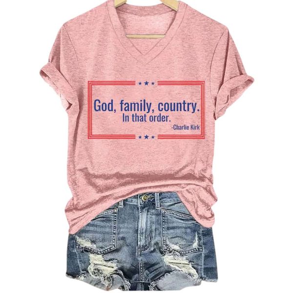 Charlie Kirk God Family Country In That Order Shirt