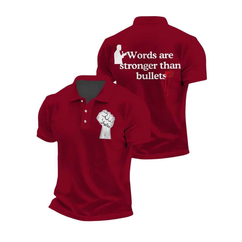 Charlie Kirk Words Are Stronger Than Bullets Polo Shirt Charlie Kirk Words Are Stronger Than Bullets Polo Shirt