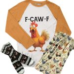 Chicken Raglan Lounge Pajamas Funny F-Caw-F Chicken