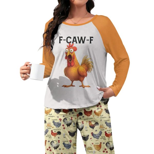 Chicken Raglan Lounge Pajamas Funny F-Caw-F Chicken