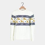 Classy White Reindeer Family Cotton Ugly Christmas Sweater