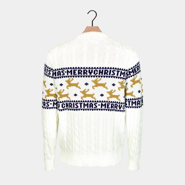 Classy White Reindeer Family Cotton Ugly Christmas Sweater