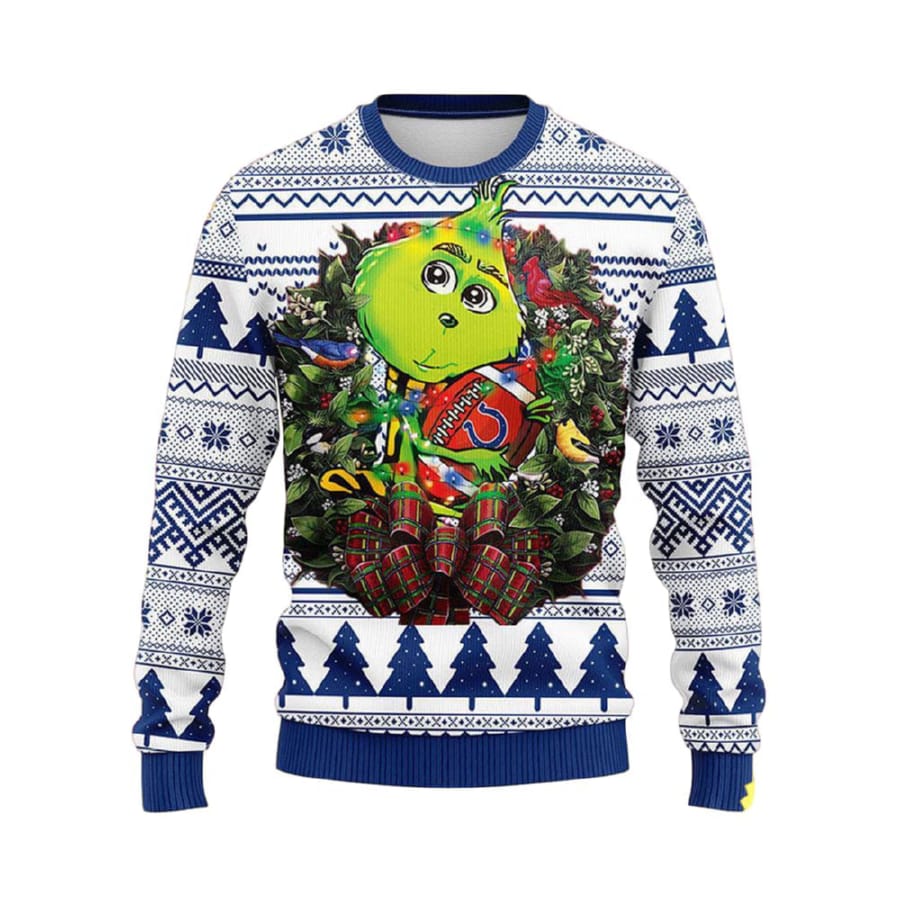 Colts Grnch Hug Ugly Christmas Sweater Colts Grnch Hug Ugly Christmas Sweater