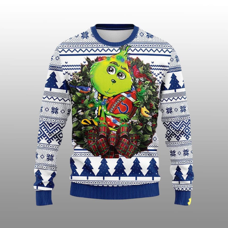 Colts Grnch Hug Ugly Christmas Sweater Colts Grnch Hug Ugly Christmas Sweater