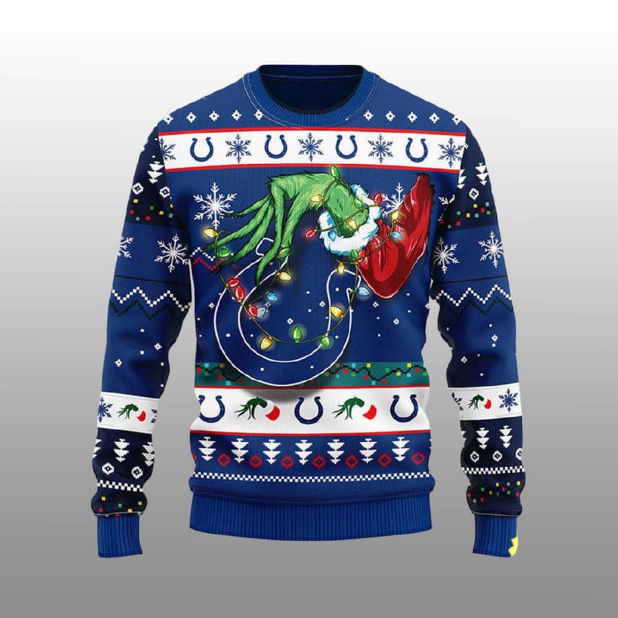 Colts The Hand Of Grnch Ugly Christmas Sweater Colts The Hand Of Grnch Ugly Christmas Sweater