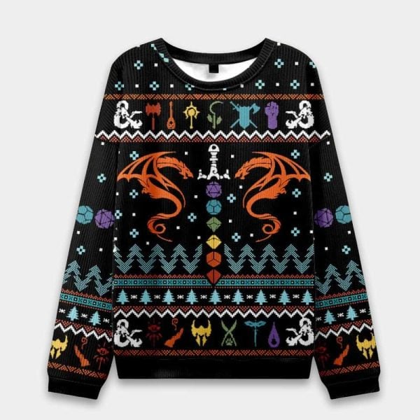 DND Dragon Dice Weapon Ugly Christmas Sweater