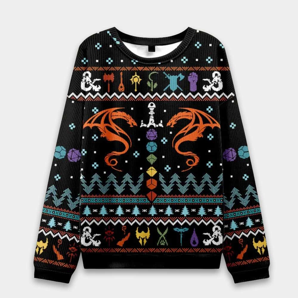 DND Dragon Dice Weapon Ugly Christmas Sweater DND Dragon Dice Weapon Ugly Christmas Sweater