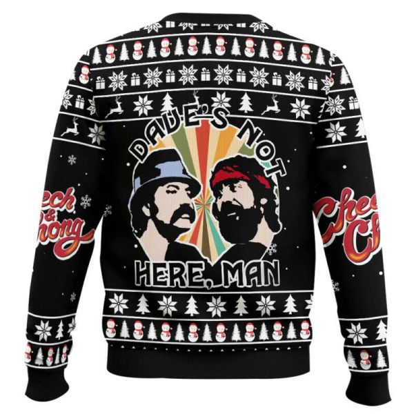 Dave’s Not Here Man Cheech and Chong Ugly Christmas Sweater