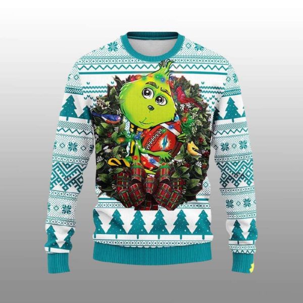 Dolphins Grnch Hug Ugly Christmas Sweater