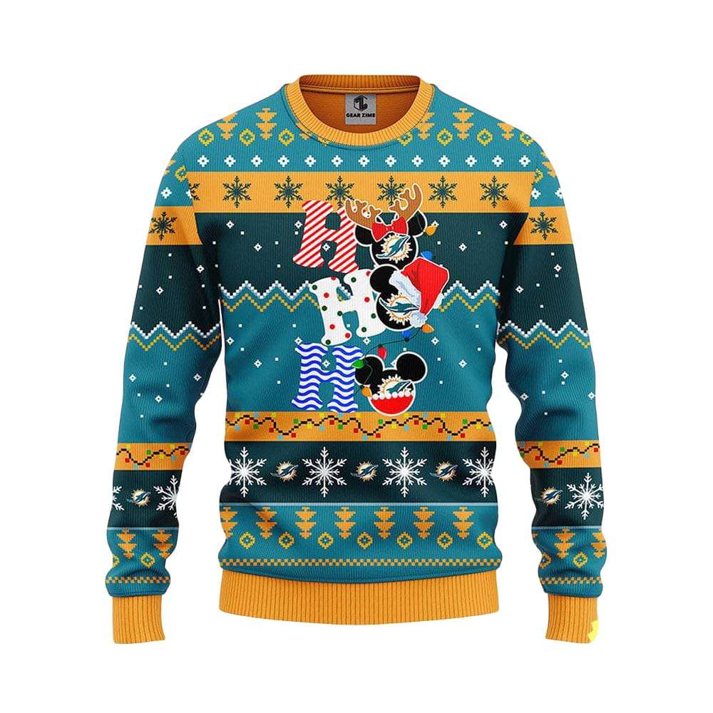 Dolphins HoHoHo Mickey Ugly Christmas Sweater Dolphins HoHoHo Mickey Ugly Christmas Sweater