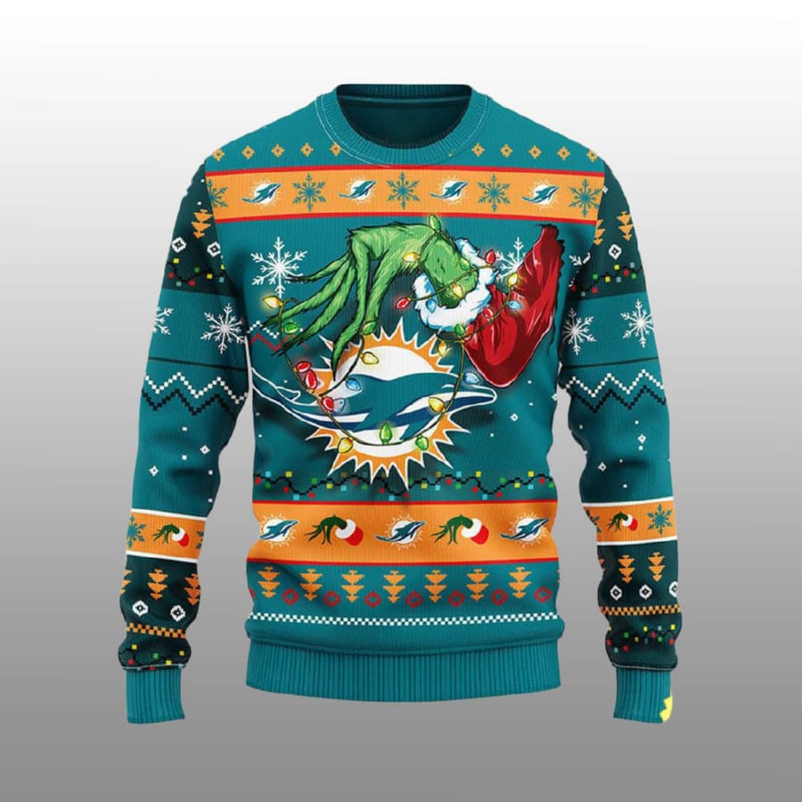 Dolphins The Hand Of Grnch Ugly Christmas Sweater Dolphins The Hand Of Grnch Ugly Christmas Sweater