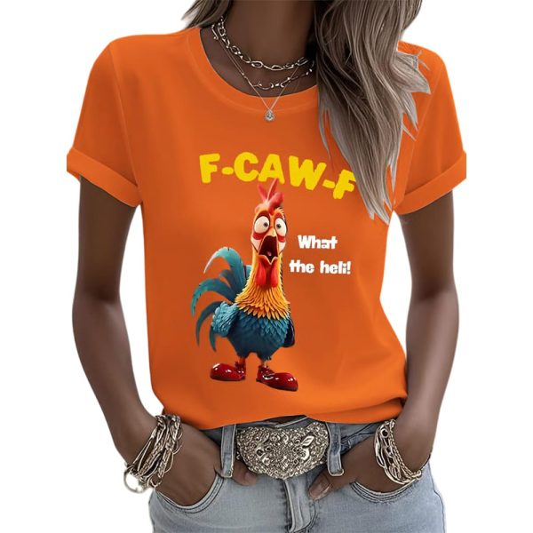 F-Caw-F Chicken What The Heli Print T-shirt