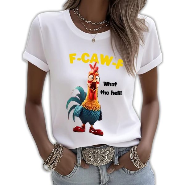 F-Caw-F Chicken What The Heli Print T-shirt