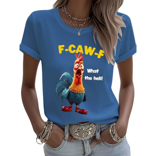 F-Caw-F Chicken What The Heli Print T-shirt