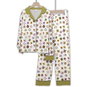 Sewing Lover Pajama Set Flower Quilt Block Pattern