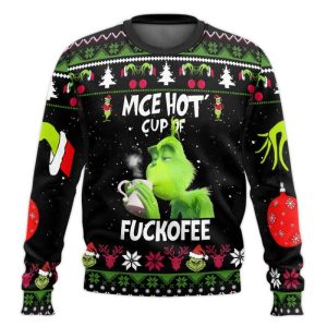 The Grnch Nice Hot Cup Of Christmas Holiday Ugly Sweater