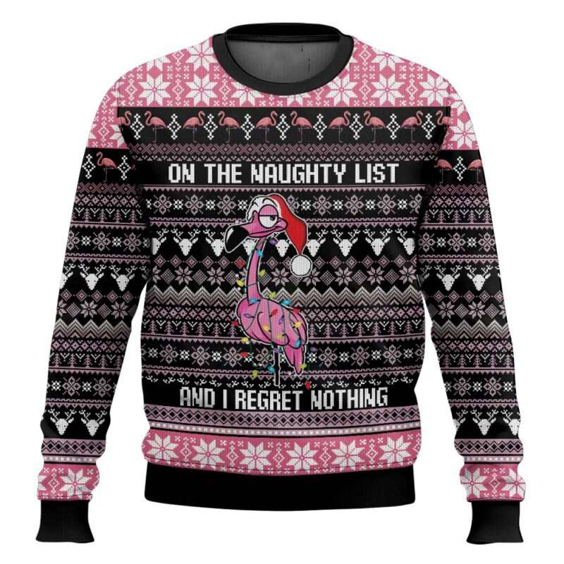 Flamingo Naughty List Ugly Christmas Sweater Flamingo Naughty List Ugly Christmas Sweater